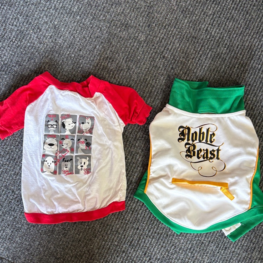 Old Navy Green Dog Shirt and red and white t-shirt